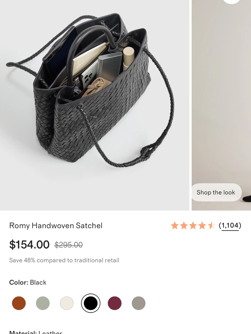 Quince Black Woven Romy Satchel - Picture 6 of 6
